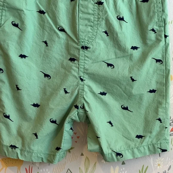 Carter’s Just One You 18 Months Green Dino Print Overall Shortalls EUC - Picture 6 of 8